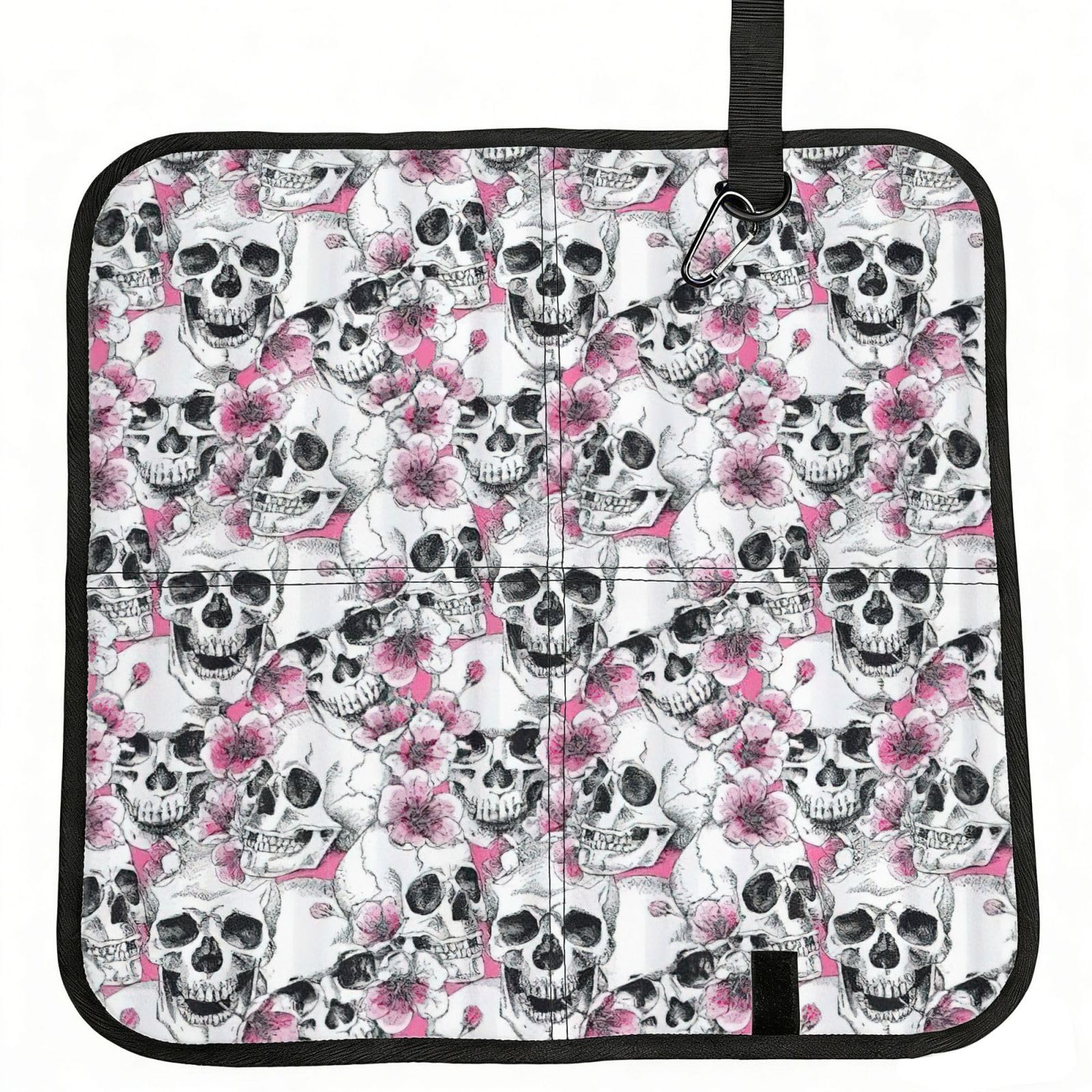 NImongt Floral Skull Print Portable Chair Pad Foldable Seat Cushion Outdoor Seating Office Picnic Camping