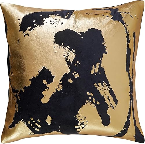 Miniatura 8 de THE-TINOART Fundas de almohada de terciopelo negro grueso de lujo de 22 x 22 pulgadas, estampado dorado dorado en la parte delantera, fundas de