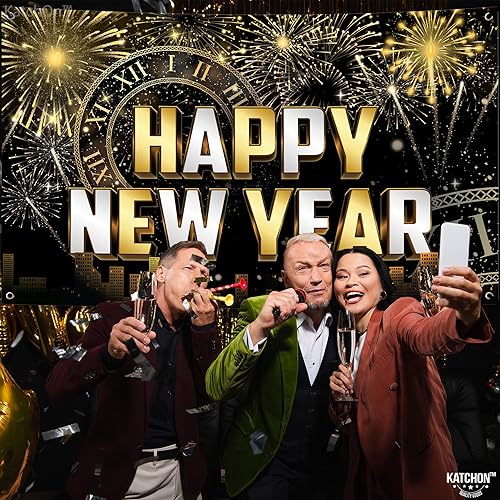 Miniatura 4 de KatchOn, Cartel de feliz año nuevo extra grande  72 x 44 pulgadas  Cartel de feliz año nuevo para suministros de fiesta de Año Nuevo 2024  Fondo de