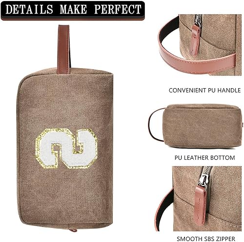 Miniatura 4 de UTOTEBAG Neceser de iniciales para hombre, regalos de Navidad, Marrón, Small (3