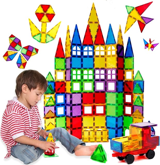 TOKBLOK Magnetic Building Blocks 120PCS Kids Magnetic Tiles Set 3D Clear Building Construction STEM Preschool Educational Magnet Toy Gift for Boys Girls Age 3 4 5 6 7 Year old
