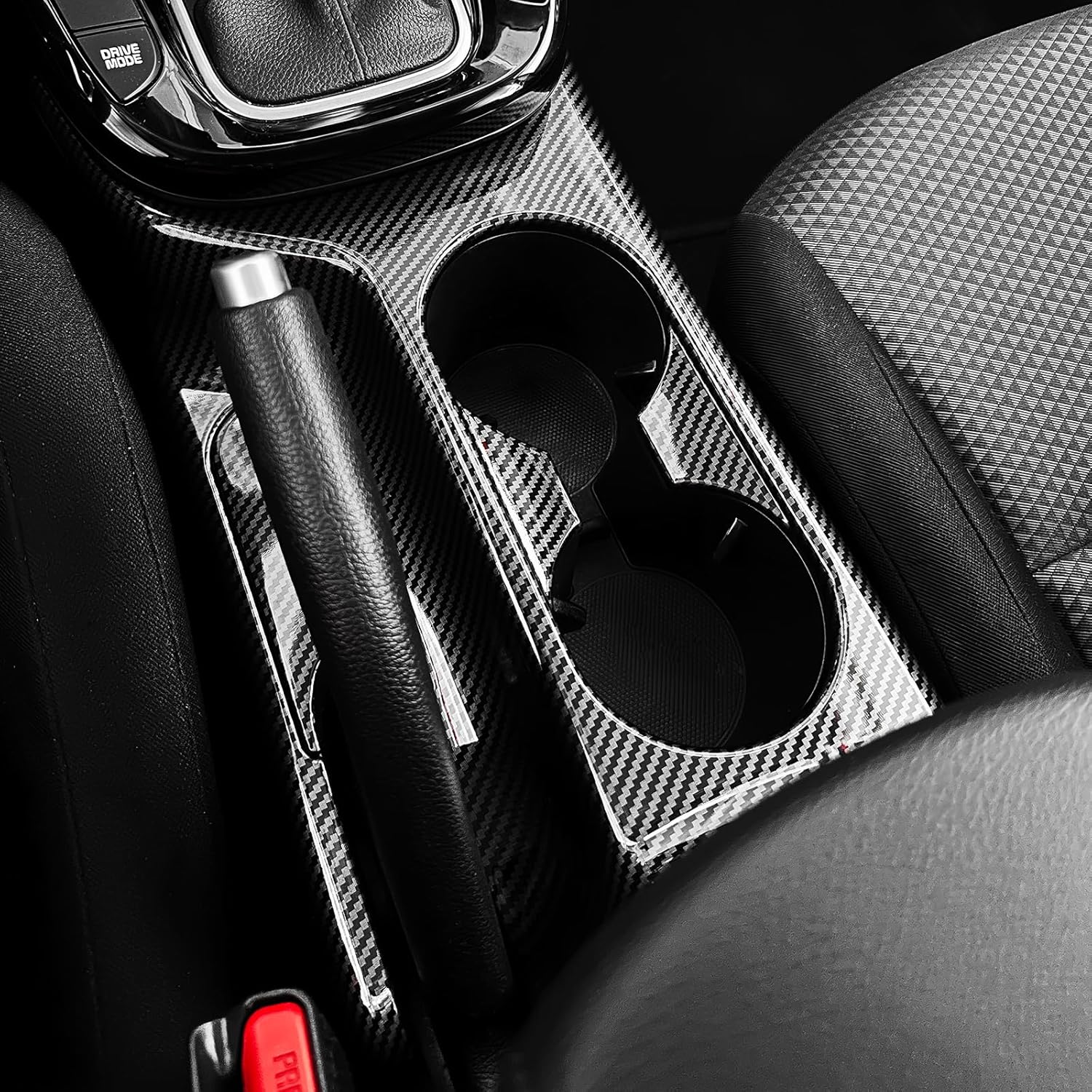 2PCS Cup Holder Trim Cover Compatible with Kia Soul 2020-2026 Accessories,Not for Electronic Handbrake Version (Carbon Fiber Pattern)