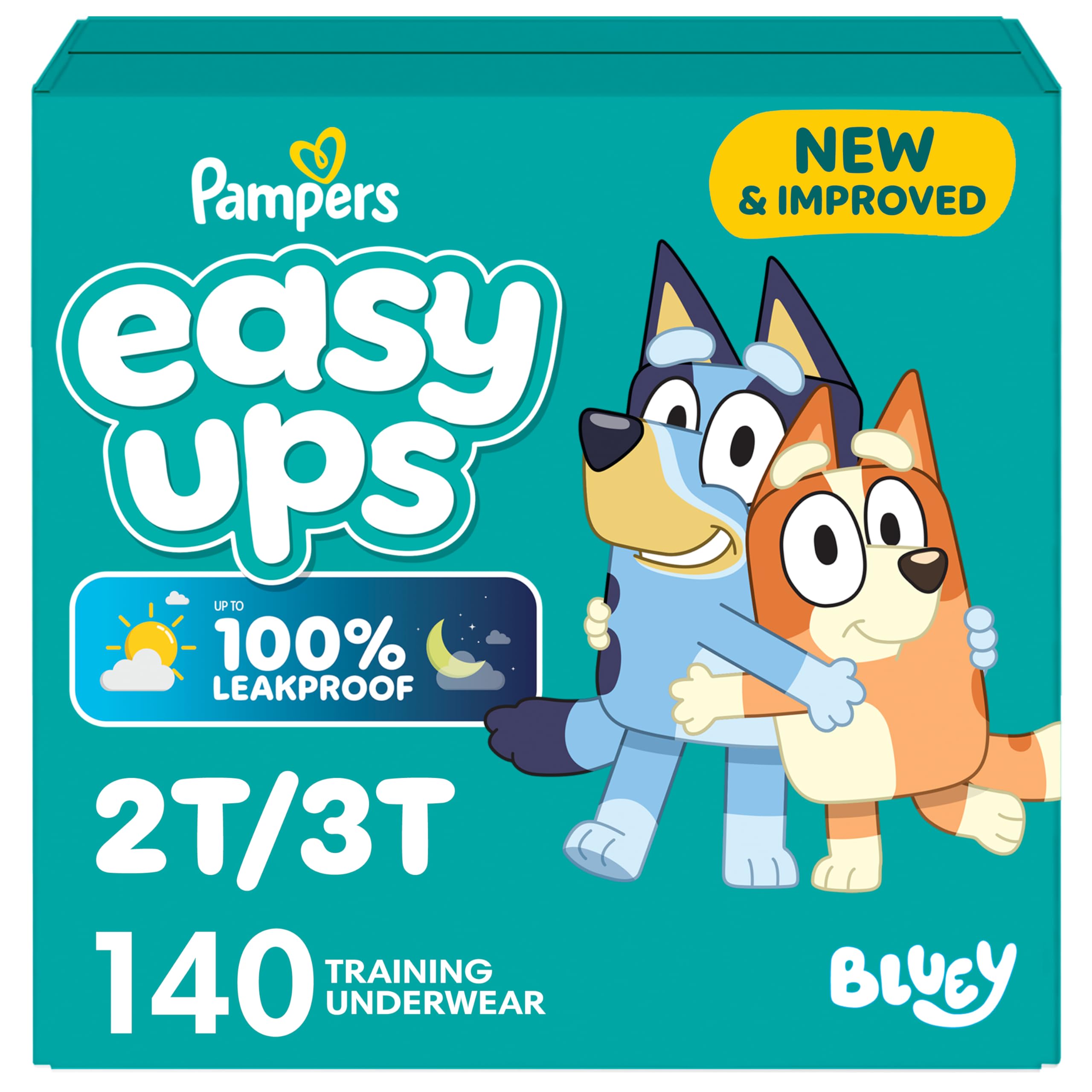 Pampers Training Pants - Easy Ups Boys & Girls Bluey - Size 2T-3T, 140 Count, Children's Potty Underwear (Packaging May Vary)
