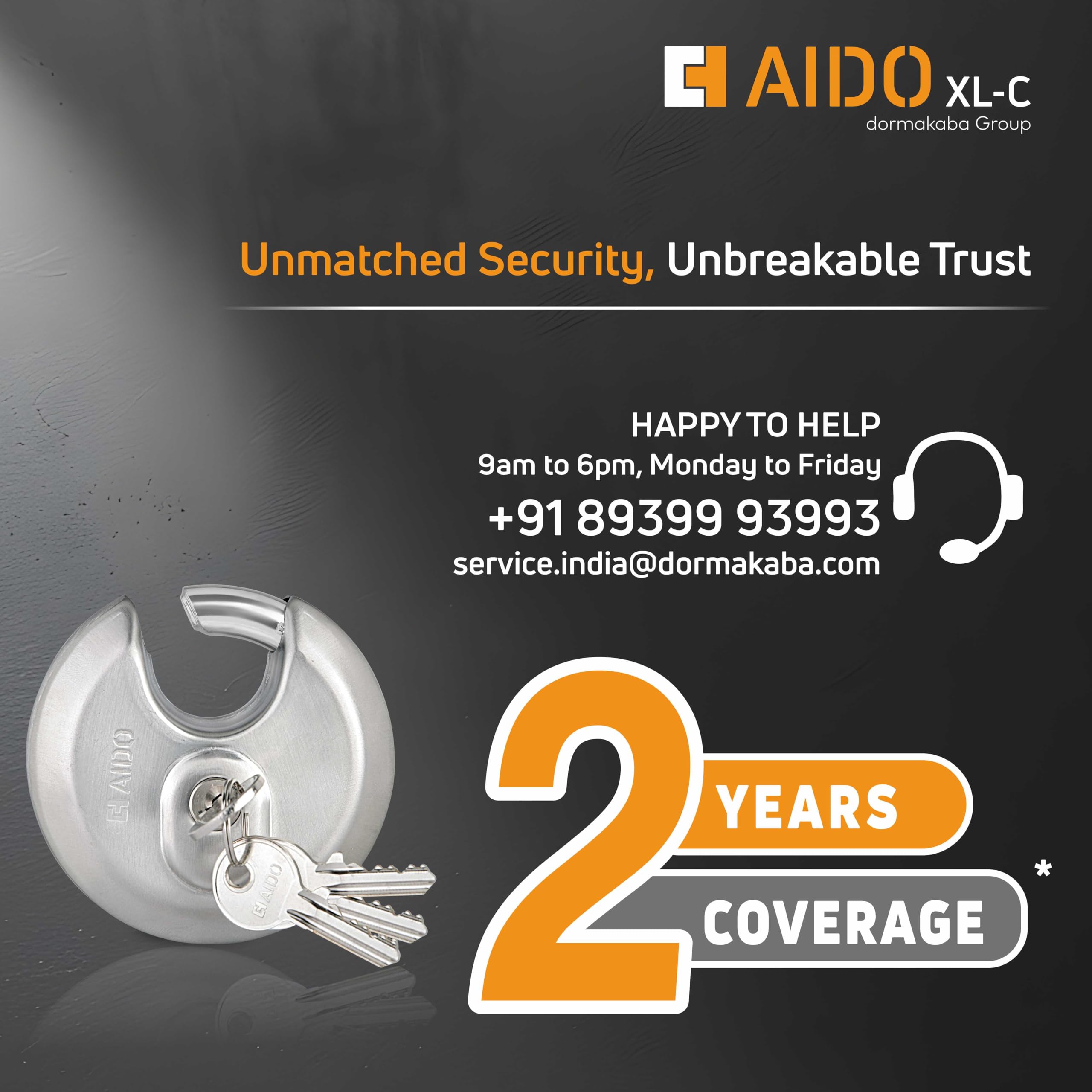 AIDO by dormakaba Group 70mm Heavy-Duty Disc Padlock | Gates, Shops, Warehouse Shutters & Outdoor | 4 Keys I Rust-Resistant | Anti-Sawing | Boron Shackle |Stainless Steel | 2 Yr Warranty — Amazon image 5