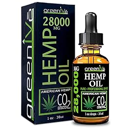 GreenIVe Hemp Oil Drops 28,000mg - Naturally Grown, Vegan, Rich in Omegas - Premium Hemp Oil Dropper - Non-GMO, Made in USA - 30mL (1 Pack)