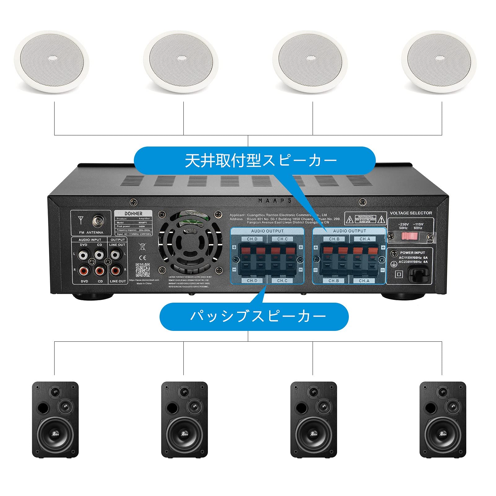 Amazon | Donner パワーアンプ オーディオアンプ Bluetooth5.0 最大