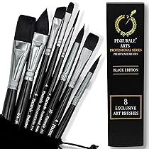 Pinturale Set Pennelli Acquerello Professionali | Black Series | 8 Pennelli Per Acquerello | Alto Assorbimento dell’Acqua e Controllo per un Flusso Constante