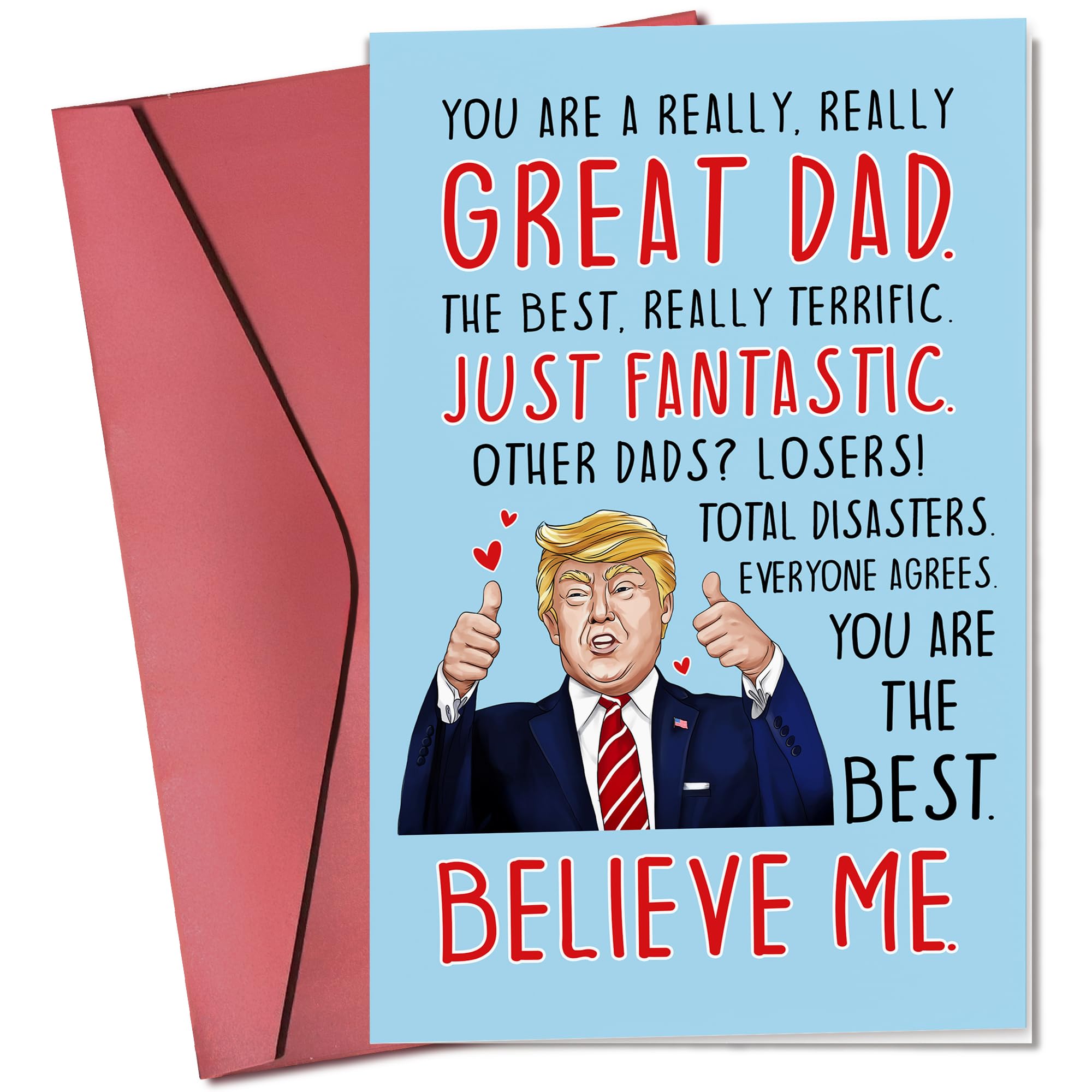 Pawzity Fathers Day Card - Funny Dad Cards for Fathers Day from Daughter, Son, Kids - Happy Humorous Birthday Cards for Dad, Daddy - Single 5.3''x 8''