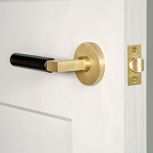 Miniatura 2 de Viaggio 602944 Circolo Rosette Passage Contempo - Palanca lisa, 2 34", latón satinadonegro satinado