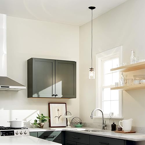 Miniatura 6 de Kichler Brinley - Colgante de cocina de 7.75 pulgadas en bronce antiguo, mini colgante de granja con vidrio transparente, (7.75 pulgadas de alto x