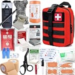 IFAK Kit de trauma avec Tourniquet. bandage israélien. Combinaisons de gaze comprimée pour les bandages de contrôle des hémorragies pour le camping, la chasse, la randonnée (noir)