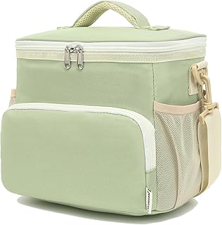 Insulated Lunch Bag for Adult/Women/Men, Reusable Large Lunch Box Cooler Soft Leakproof Tote, Thermal Meal Prep Lunch Pail with Adjustable Shoulder Strap for Picnic/Travel/Office,Grass Green