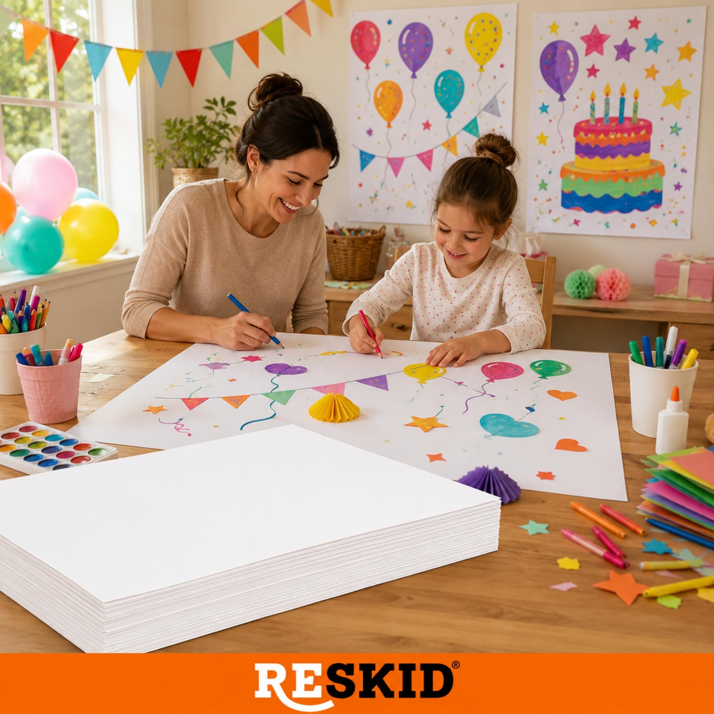 Reskid Paquete de 25 hojas de papel de dibujo grande de 19 x 25 pulgadas para caballetes, ideal para papel de dibujo de niños, escuelas, oficinas y todas tus necesidades artísticas