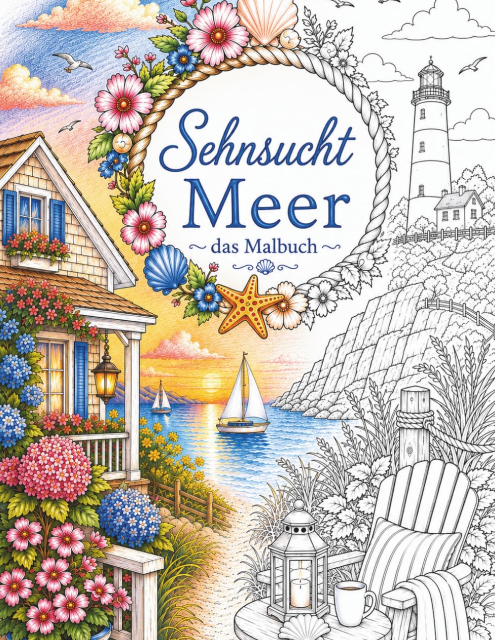 Sehnsucht Meer – Das Malbuch: Eine entspannende Reise zu Stränden, Leuchttürmen, Küstendörfern und traumhaften Meereslandschaften (Die Kunst der ... zum Entspannen, Abschalten und Genießen)