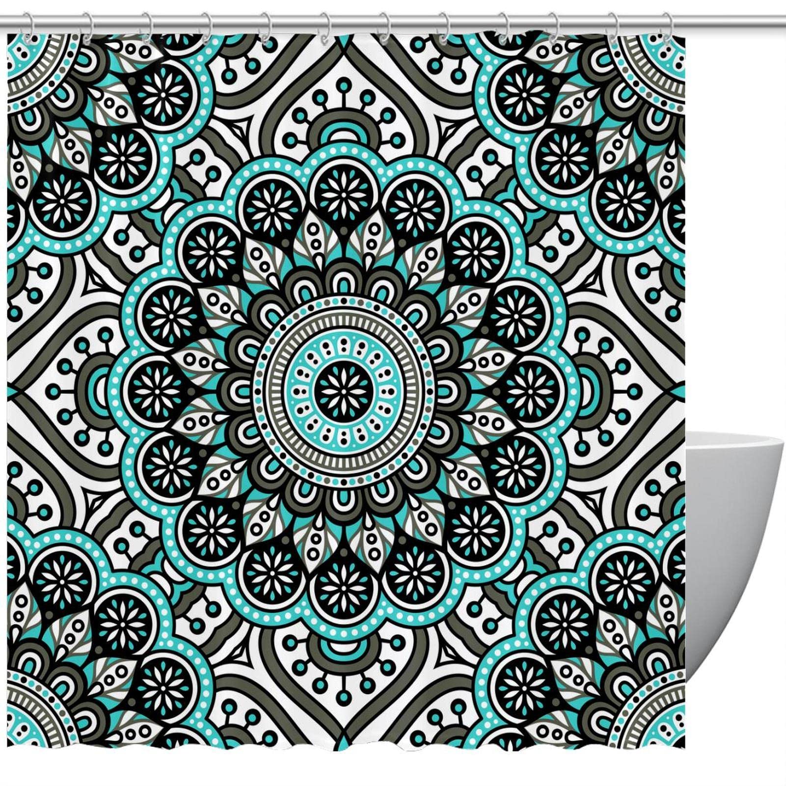 Rideau de douche vintage mandala coloré : créez une ambiance bohème chic chez vous