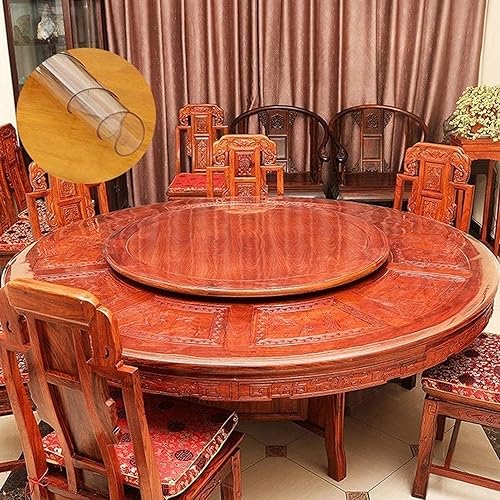 Miniatura 4 de CL-ZZZ Mantel redondo de plástico de PVC transparente de 0.079 in de grosor, impermeable, antideslizante, transparente, para mesa de jardín, mesa de