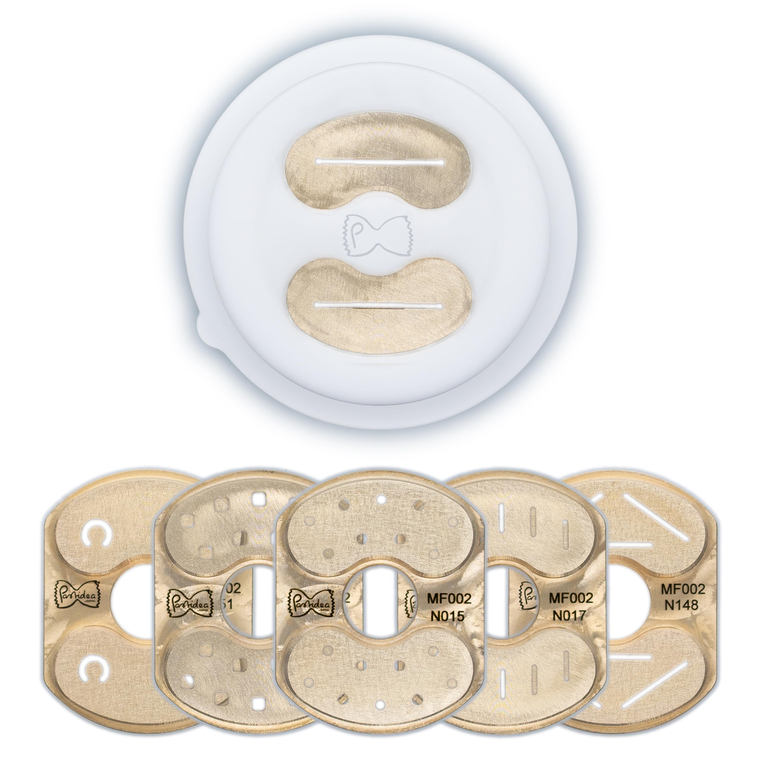 Pastidea Set 6 Formen Pappardelle 15mm Mafalde Spaghetti Chitarra 2,5mm Tagliatelle 6mm Fusilli Calabresi Spaghetti 2mm kompatibel Philips Pasta Maker Avance Serie 7000