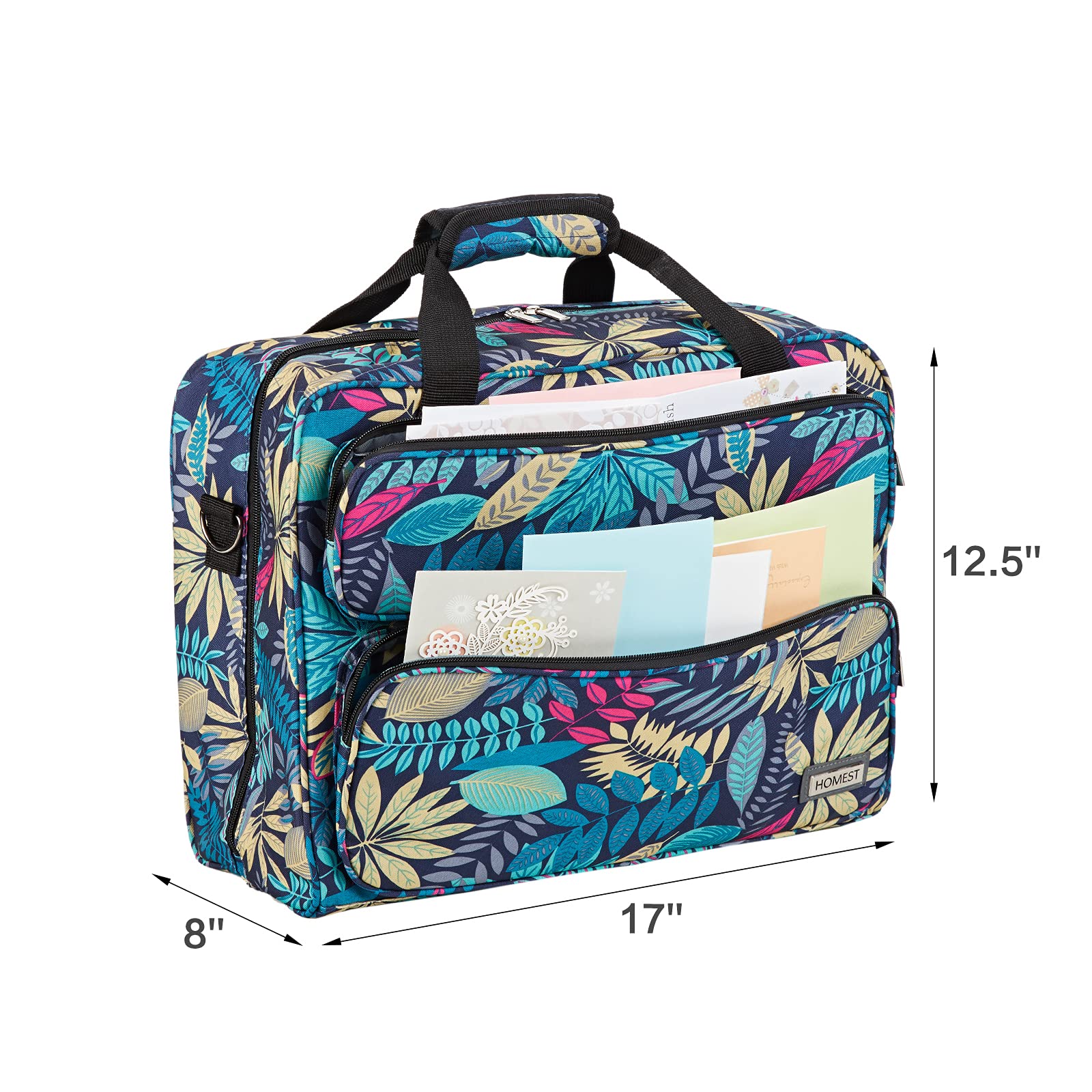 HOMEST Sewing Machine Carrying Case, Universal Tote Bag with Shoulder Strap Compatible with Most Standard Singer, Brother, Janome, Floral (Patent Design)