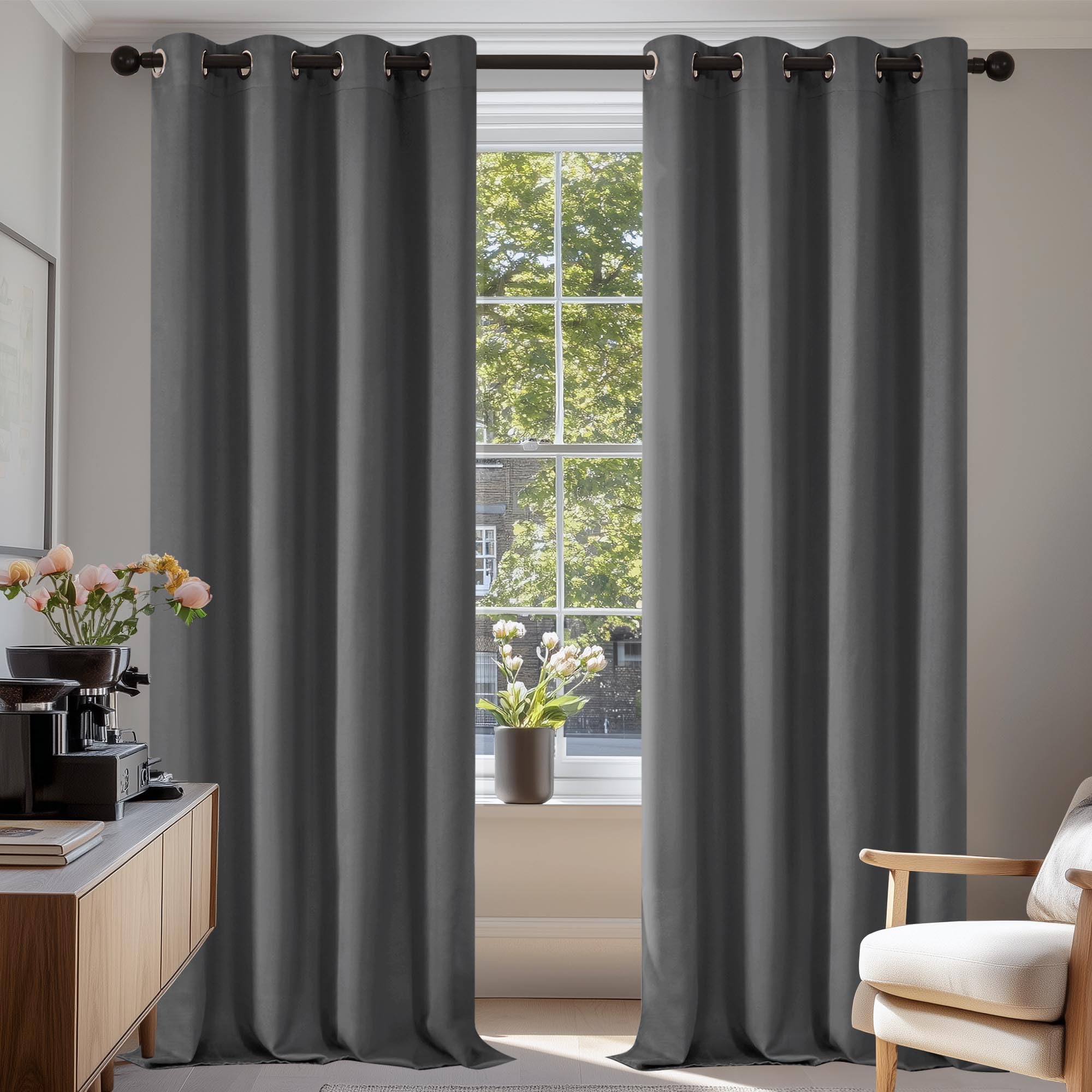 Deconovo Tende Oscuranti per Interni 2 Pezzi 240 CM Altezza, Termiche Isolanti, Anti-Rumore, con Anelli, Ideali per Camera da Letto e Soggiorno, 135x240 CM, Grigio Chiaro