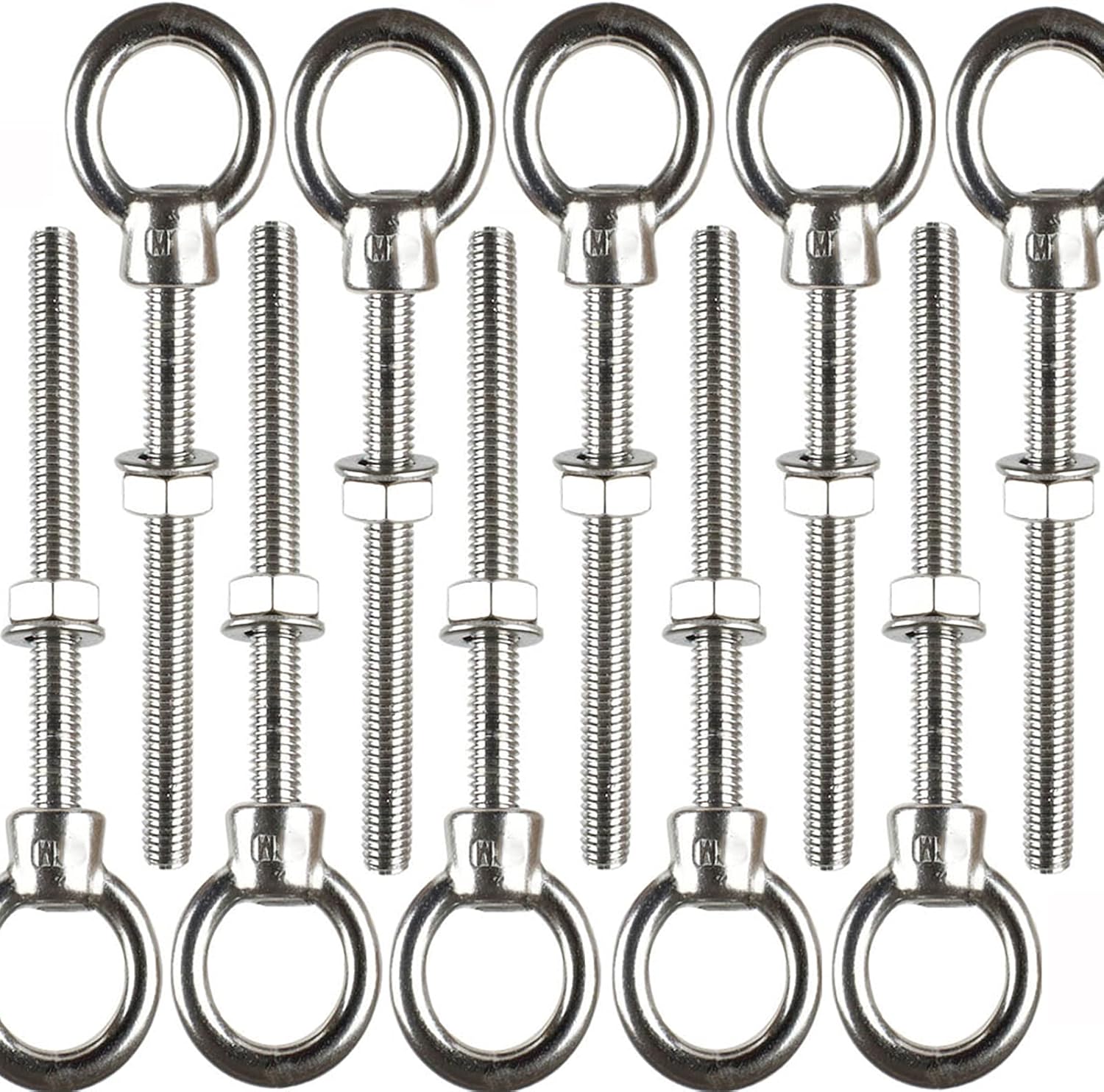 M6 x 60 Lifting Eye Bolts Heavy Duty Eyebolts with Nuts Round Ring Hook