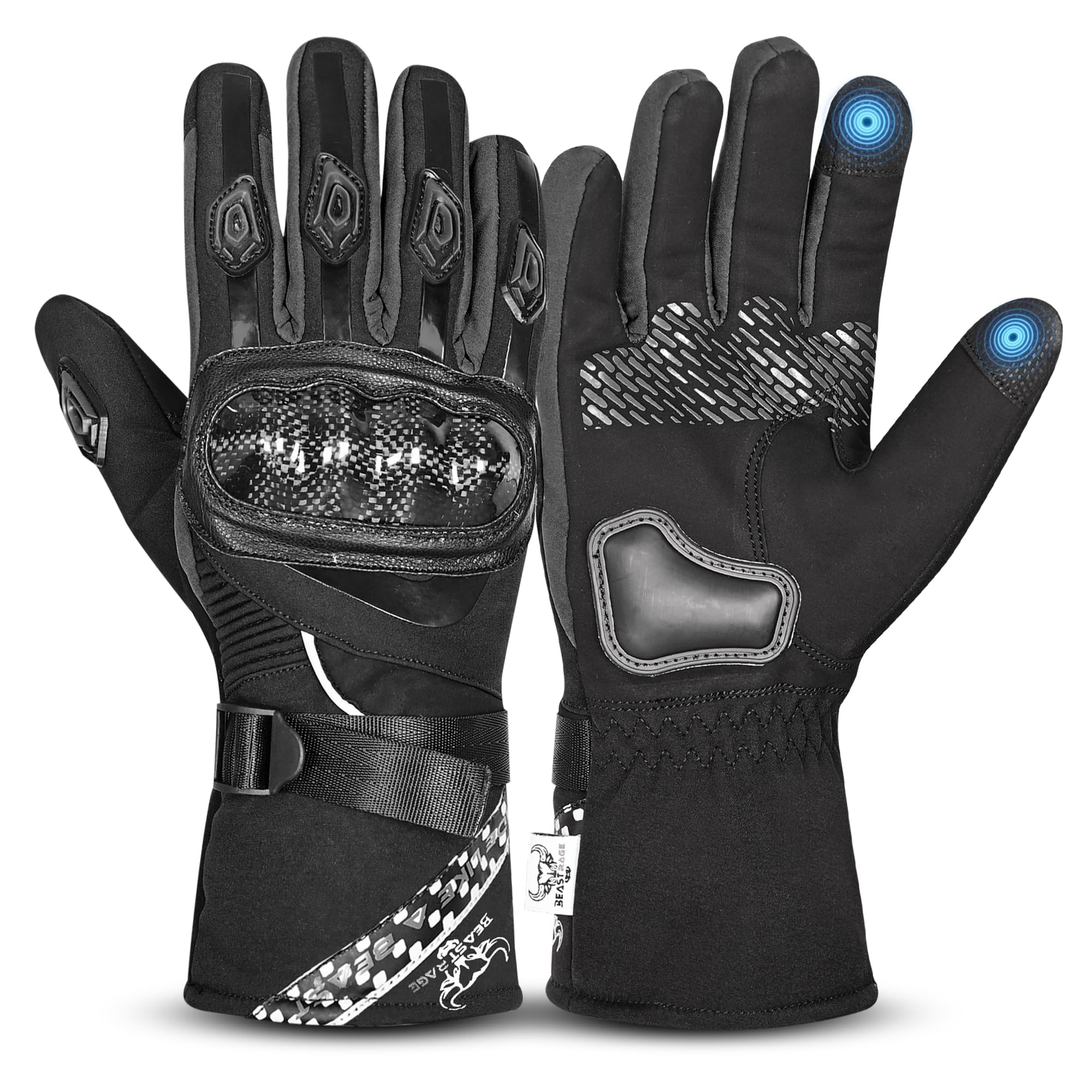 BEAST RAGE Winter Motorradhandschuhe, Thermo Motorradhandschuhe wasserdicht Winddicht für Männer und Frauen warme Motorradhandschuhe mit Touchscreen für Motocross-Rennen