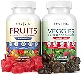 Everyday Debloat & Detox Sugar-Free Fruits and Veggies Gummies - Energy Support with Superfood Fruit and Vegetable Supplement (120 Chews) Cruelty-Free, Vegan, Gluten-Free, Fruit and Vegetable Vitamin