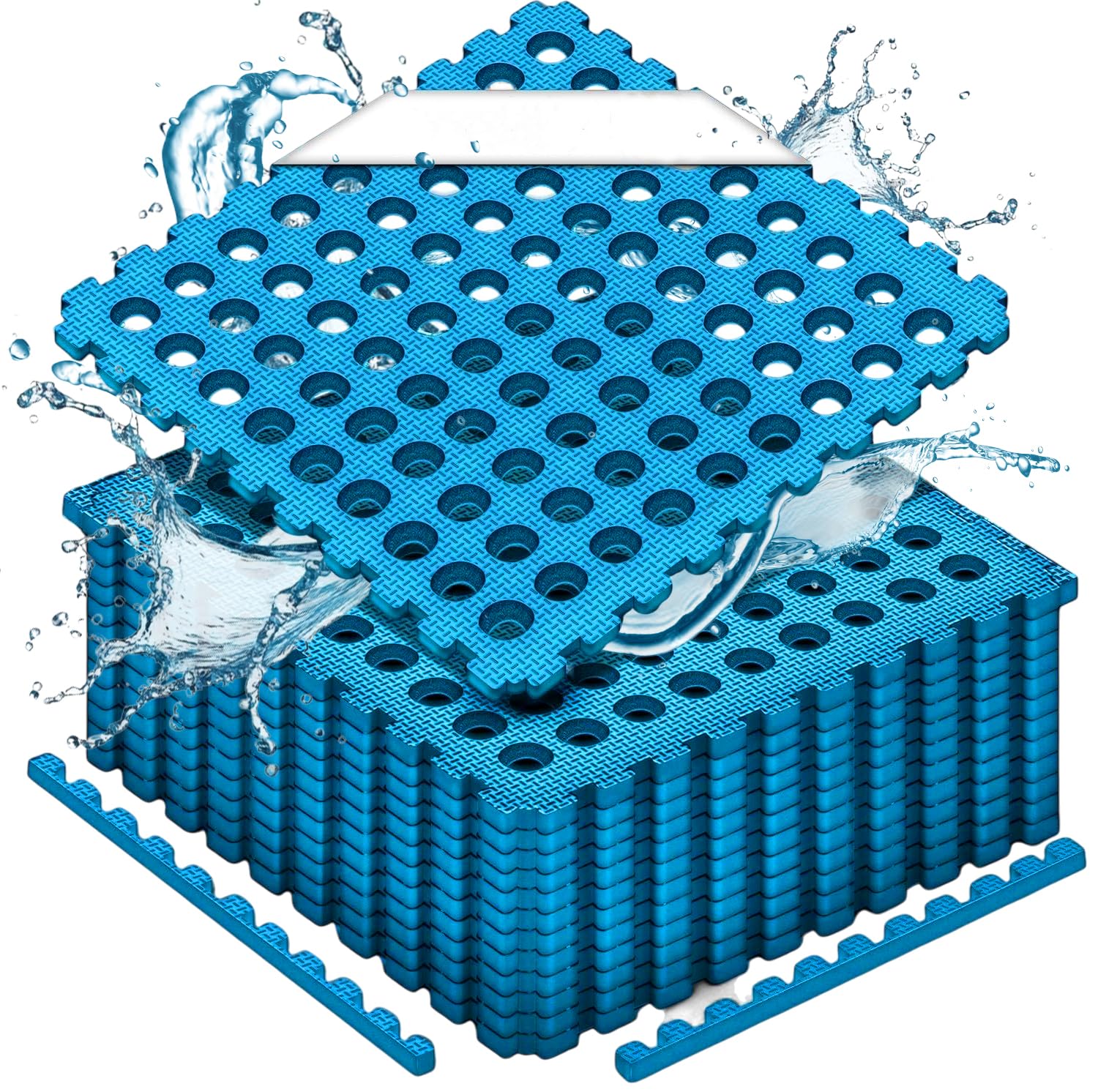 Meisterhome - Esterilla para piscina, 18 unidades, 2,88 m², protección del suelo, color azul