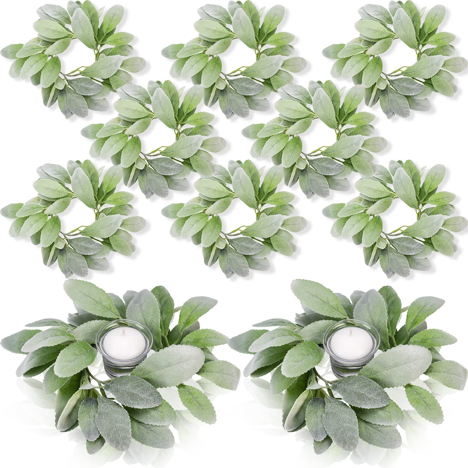 Pillar Candle Rings Wreaths (8 Pieces)