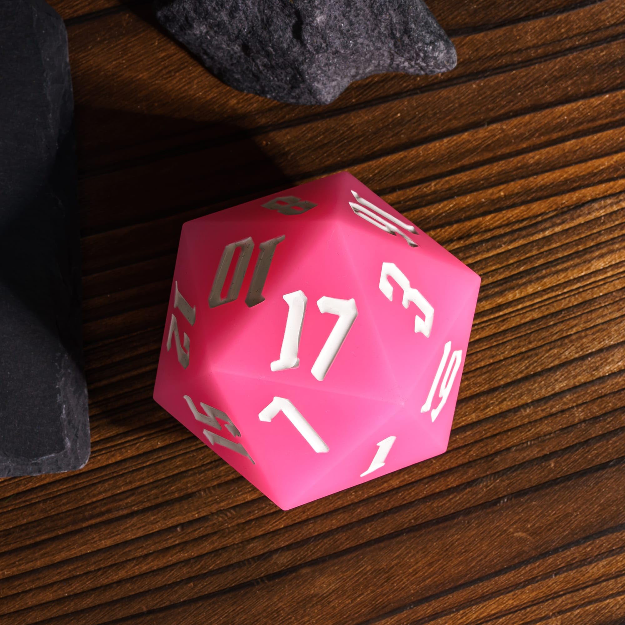 Dados DND de silicona D20 de 55 mm, brillan en la oscuridad, grandes D20 de 20 caras, dados poliédricos gigantes D20 con caja de regalo de dados para Dungeons and Dragons RPG, bar, pub, club,