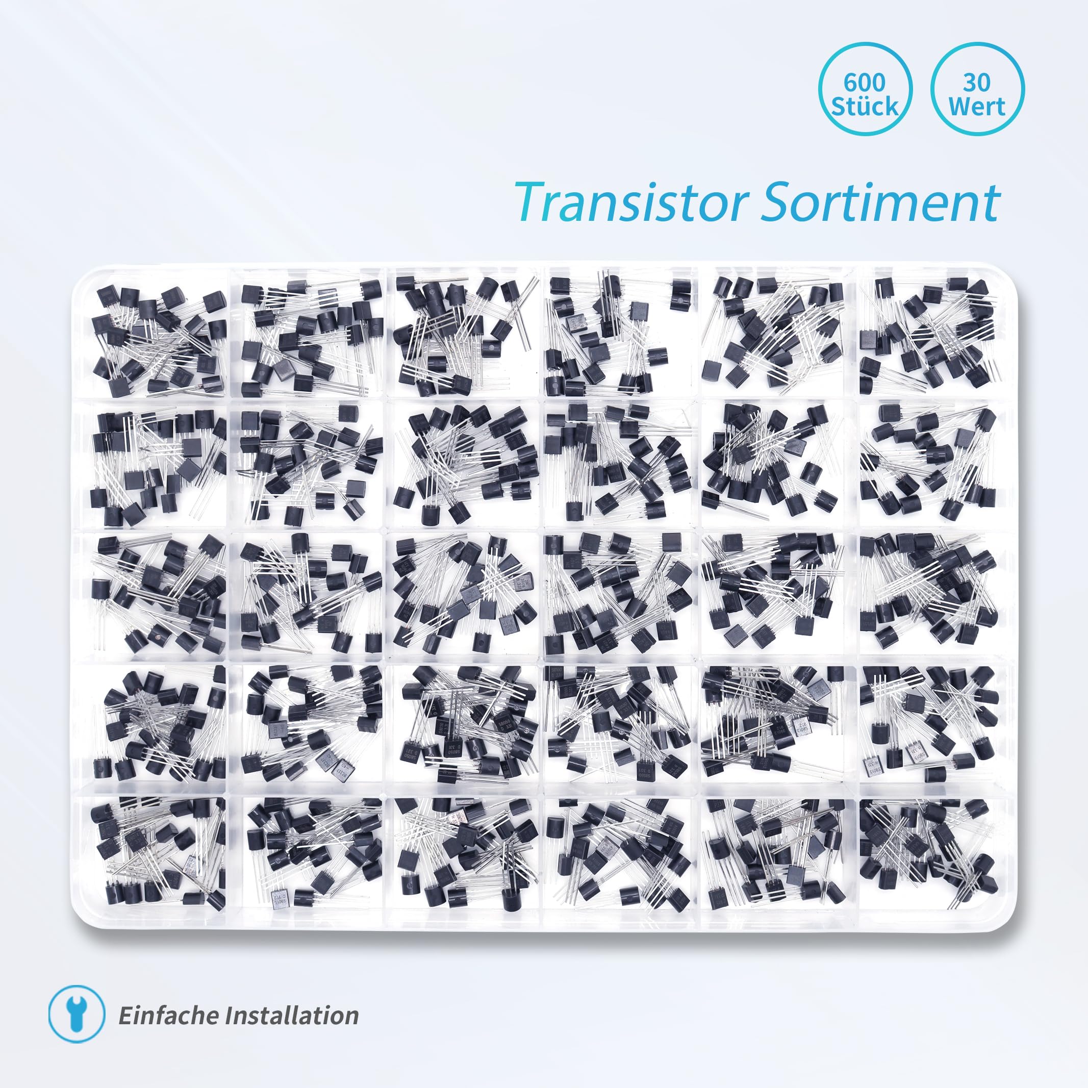 30 Valori 600 Pezzi Transistor Set PNP NPN Transistor SS8050 SS8550 BC546 BC547 BC548 BC549 BC550 BC556 BC557 BC558 BC559 2N222 2N2907 2N33 904 2 N3906 2N4401 2N5401 2N5551 BC327 BC337 S8050