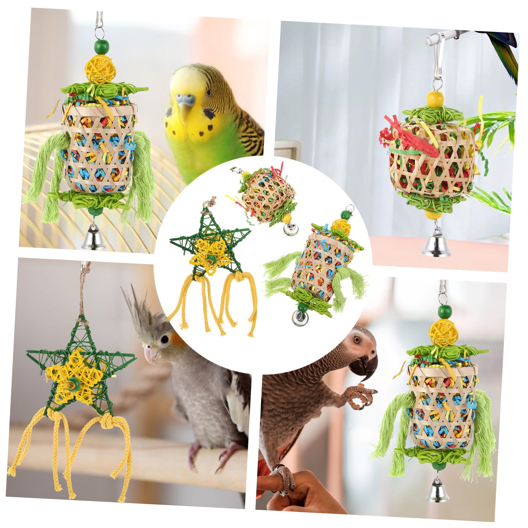 BESPORTBLE 9pezzi Giocattolo Masticabile Per Pappagalli Gioco Appeso Per Uccelli Domestici Giocattolo Comfortante Per Uccelli Pet Accessorio Per Parrot Materiale Resistente e Leggero