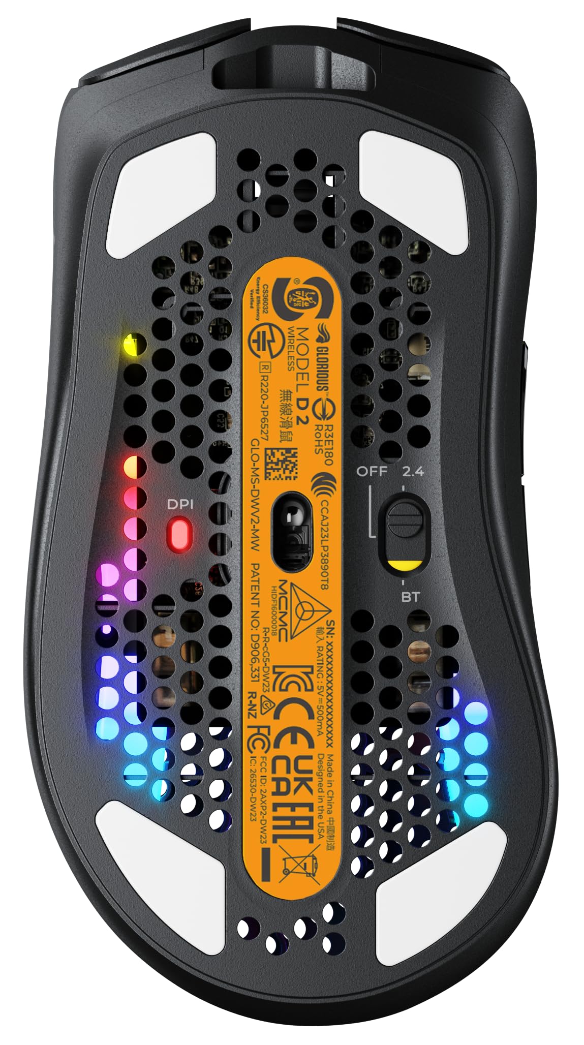 GLORIOUS Model D 2 Wireless Ratón Gaming Ergonómico Ligero (Negro) | Conectividad híbrida 2.4 GHz y Bluetooth, sensor BAMF 2.0 26K, switches 80M clics, tecnología Motion Sync, batería larga