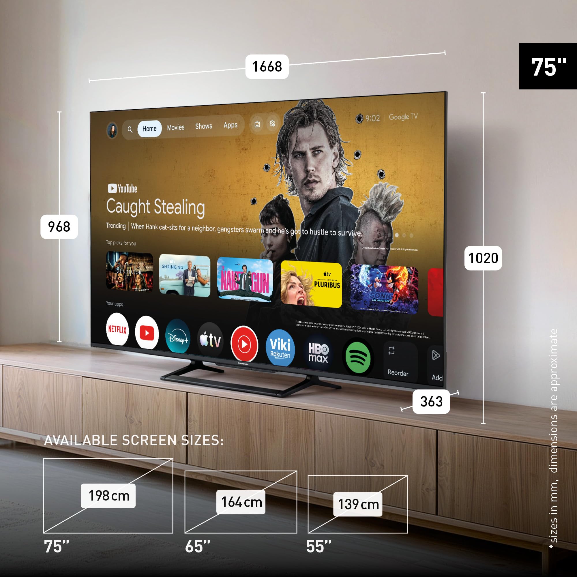 Panasonic TN-75W90C, 4K QD-Mini LED, Glare Free Ultra, Google TV Smart TV | AI 4K Colour Engine, Game Mode, 120Hz, Google Assistant, Bluetooth, 75" (189cm), W90C Serie, 2026