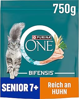 PURINA ONE BIFENSIS Senior 7+ Katzenfutter trocken, reich an Huhn, 6er Pack (6 x 750g) product image