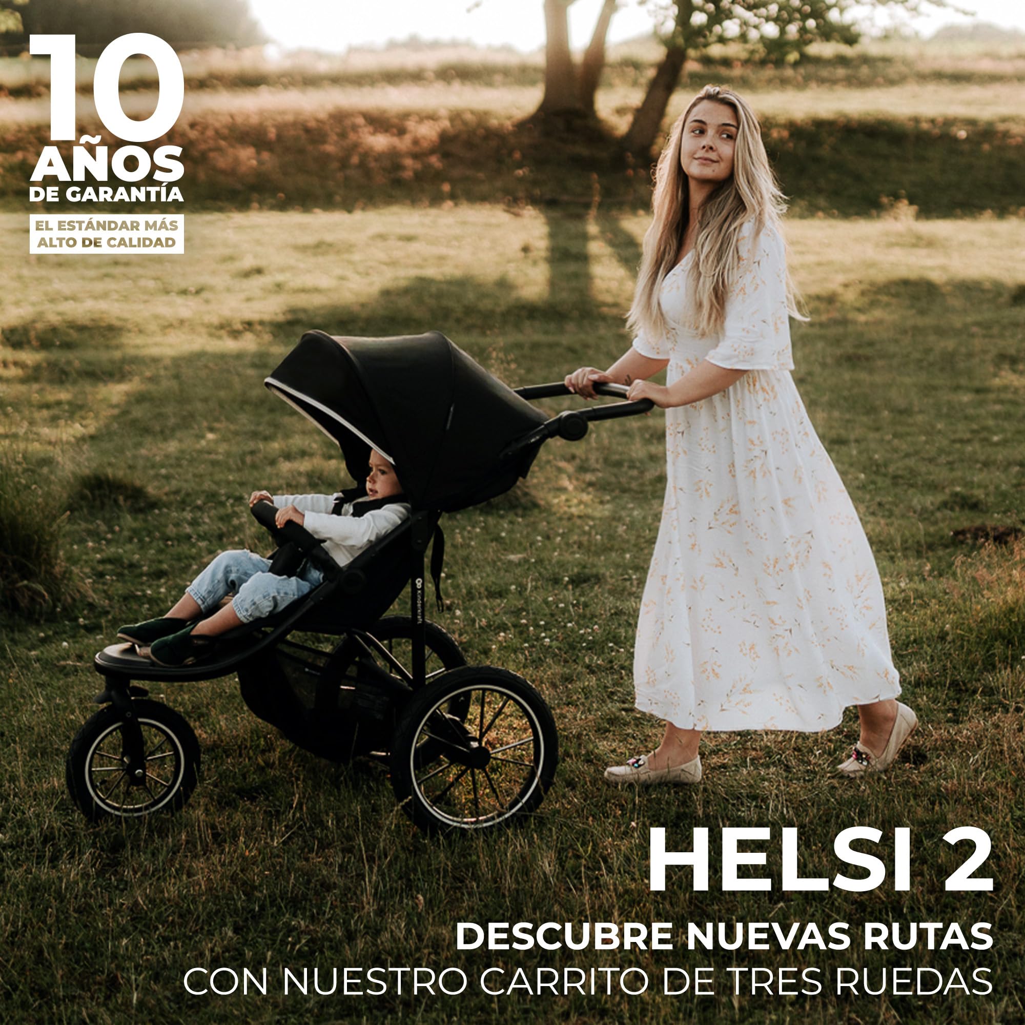 Kinderkraft HELSI 2, Jogger, Silla de Paseo, Para Bebés, 3 Ruedas, Para cada Terreno, Desde el Nacimiento hasta 22 Kg, Rueads Neumaticas, Off Road, Cesta Grande, Gris