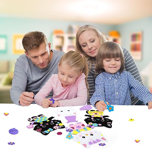 Miniatura 4 de VKPI Kit de regalo de 4 piezas de espuma para gatos, creativo para hacer tus propios gatitos, proyectos de manualidades de papel de espuma de