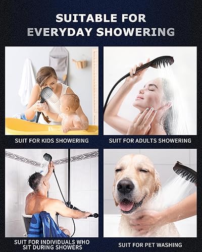 Miniatura 7 de L'amourQua - Cabezal de ducha de mano de alta presión de 6 modelos, lavado a presión integrado para limpiar bañera y mascotas, con manguera de acero