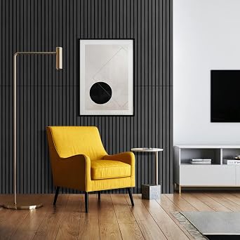 Select 1 Pack Wood Slat Wall Panels, 2 x 8 Acoustic Wood Wall Decor, Foam Base Sound Proof Peel and Stick Tile, Wall Art for Home & Room Decor, Living Room & Bedroom, Black