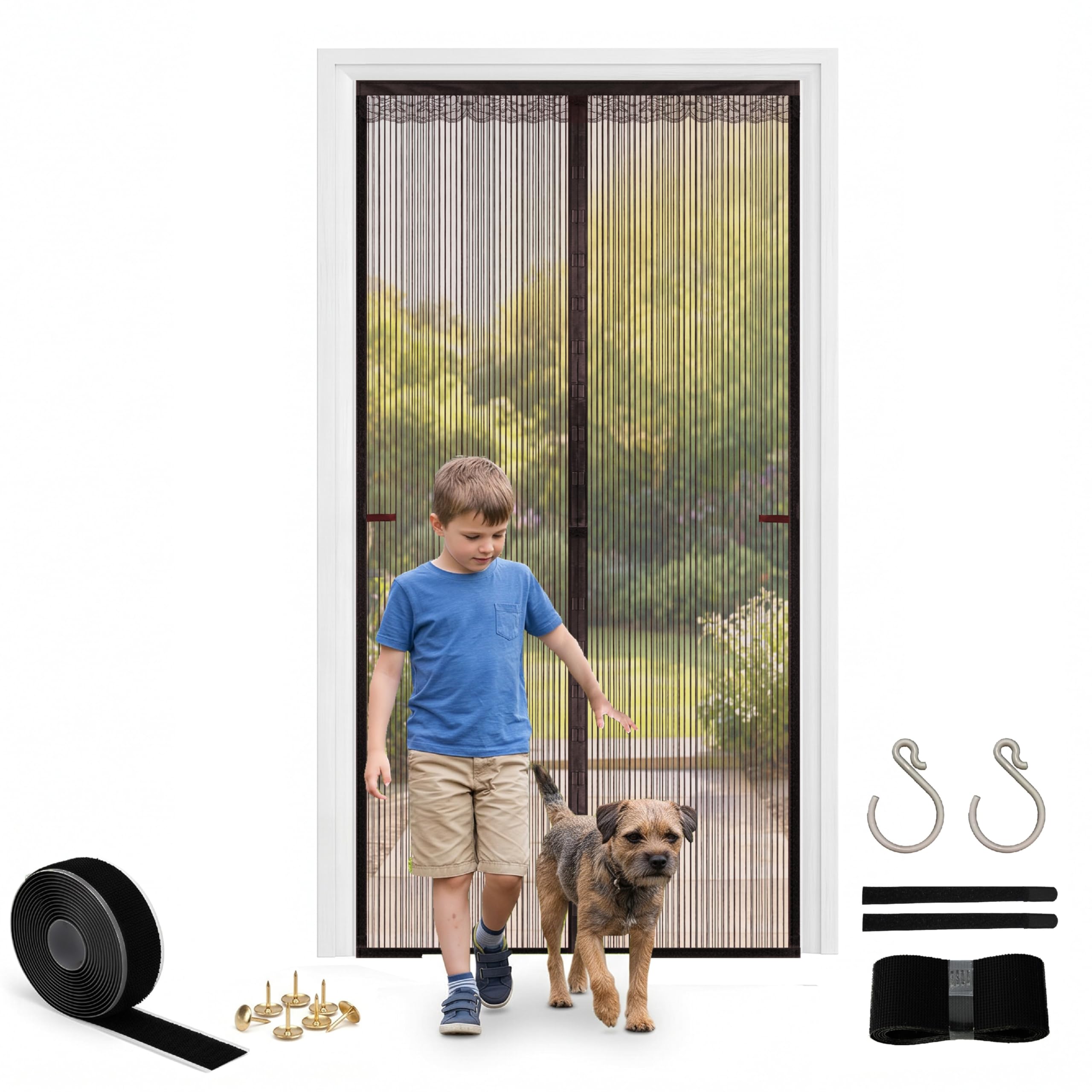 Fly Screens for Doors Magnetic 90x210cm, Door Fly Screen Curtain Heavy Duty No Drill, Self-Closing Fly Nets for Doors with 34 Magnets, Insect Mesh Door Net Curtain for Home Patio