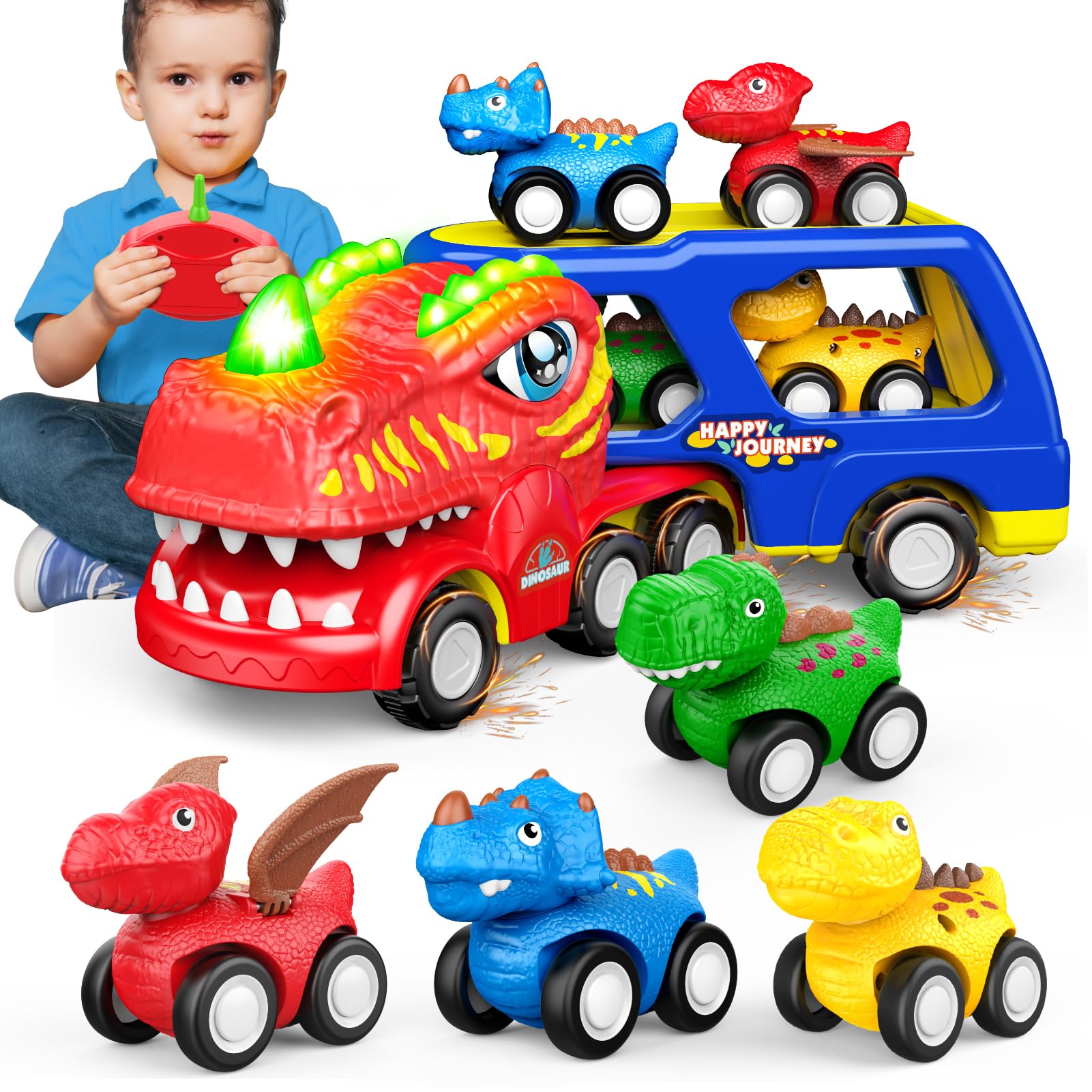 Coche Teledirigido Niños 1 2 3 4 5 6 Años, Juguetes Niños 1-6 Años Dinosaurio Teledirigido 1-6 Años Coche RC Car Camion Juguete Regalo Niño 1-6 Años Coches para Niños Regalos Cumpleaños Niños