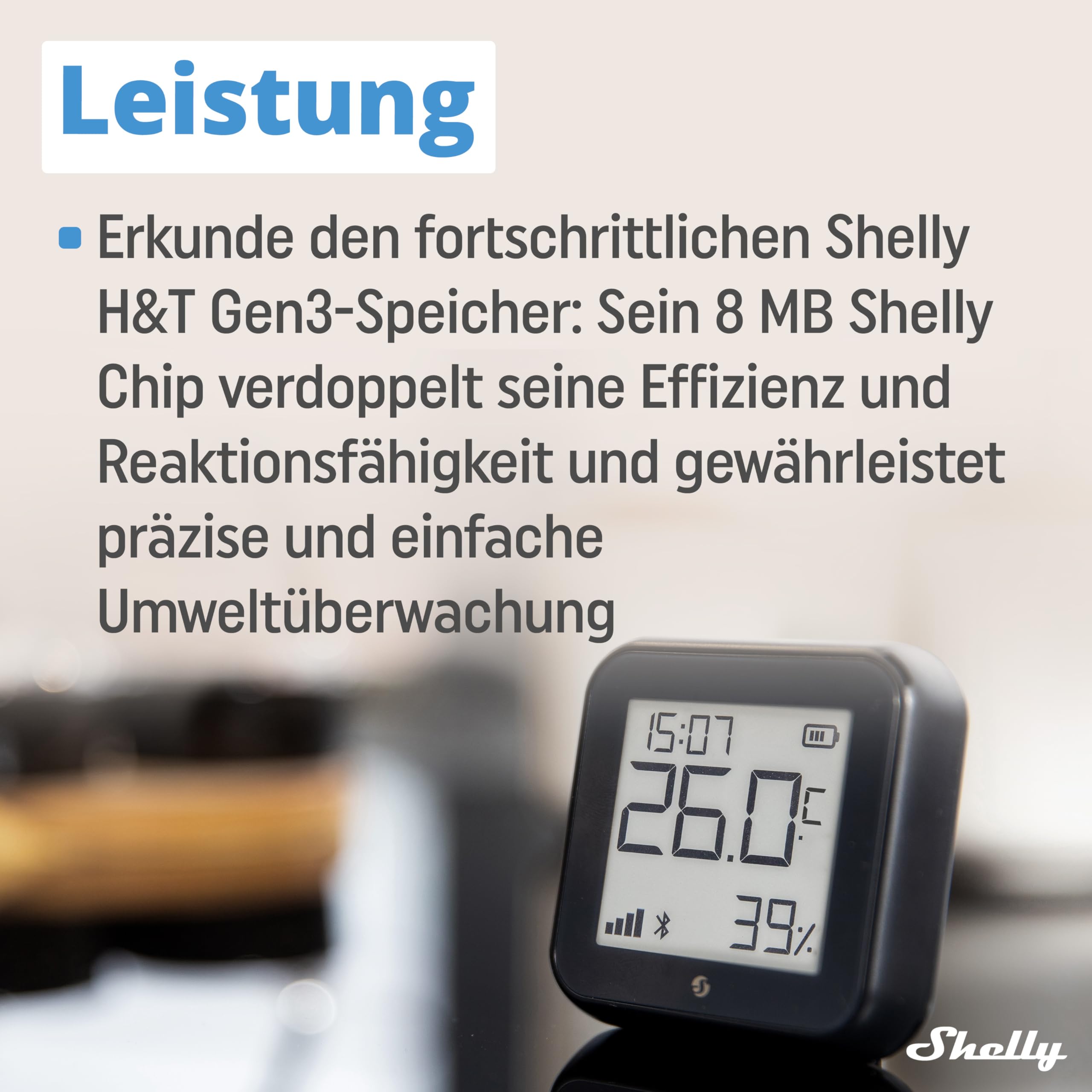 Shelly H&T Gen3 Schwarz | WLAN Smart Temperatur- und Feuchtigkeitssensor | Fernsteuerung | Smarte Szenen | Benachrichtigungen | Datenspeicherung | Kein Hub Erforderlich | Alexa & Google Home