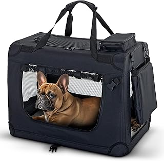PET VIOLET Dog Transport Box, Foldable Car Transport Bag, Dogs, Cats, Carry Bag, 62 x 42 x 44 cm, Black product image