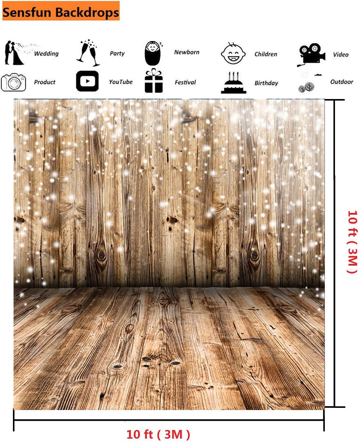 wall backgrounds for party on Photo Backgrounds Sensfun 5x7ft Rustic Wood Floor Photo Backdrop Retro Wooden Wall Snowflake Photography Backgrounds For Wedding Shower Birthday Party Children Newborn Portrait Photobooth Banner Photo Studio Props Accessories