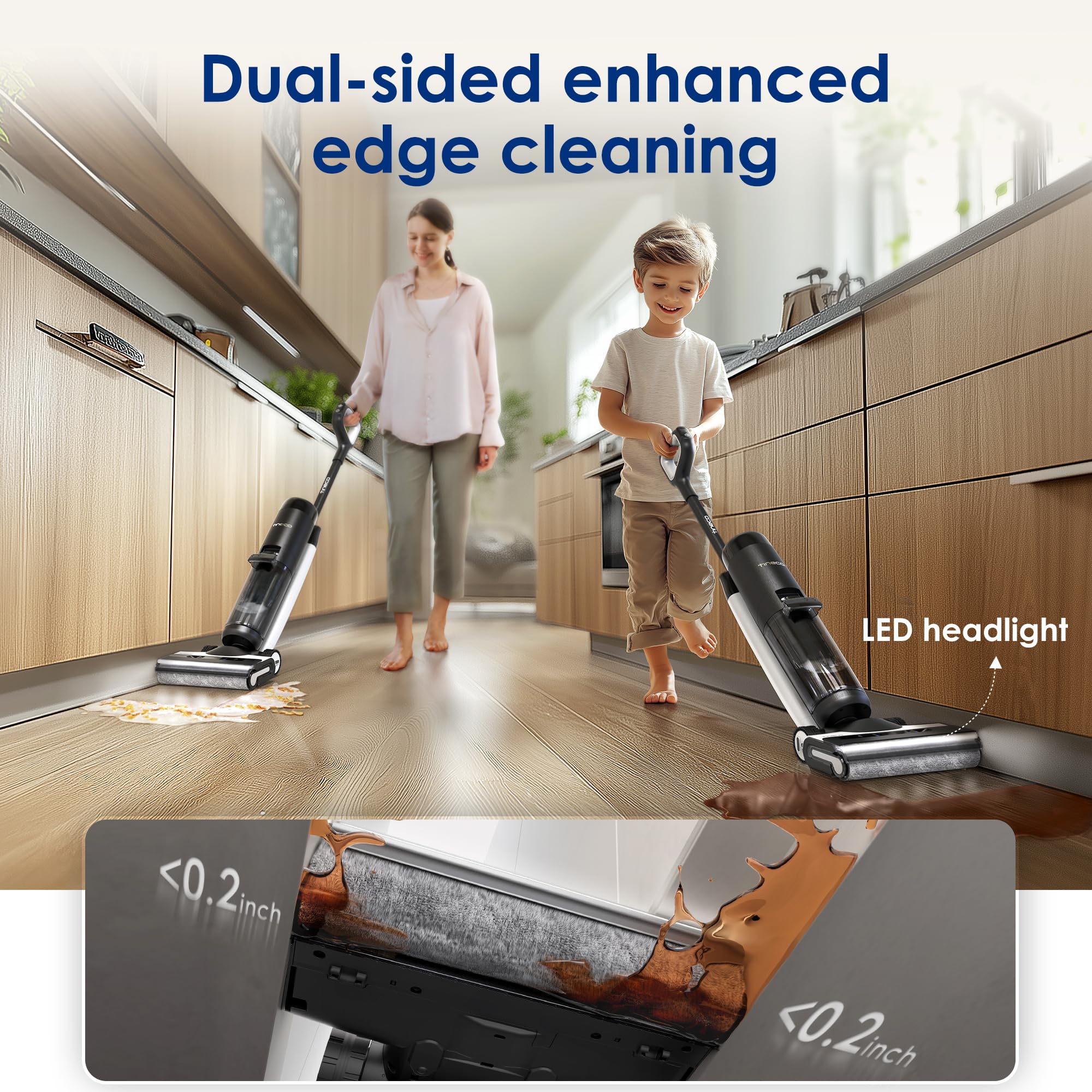 Tineco Floor One S7 Pro Nettoyeur Sec/Humide Intelligent sans Fil Aspirateur Balai sans Fil sans Sac Puissant avec l'Ecran LED Auto Nettoyage