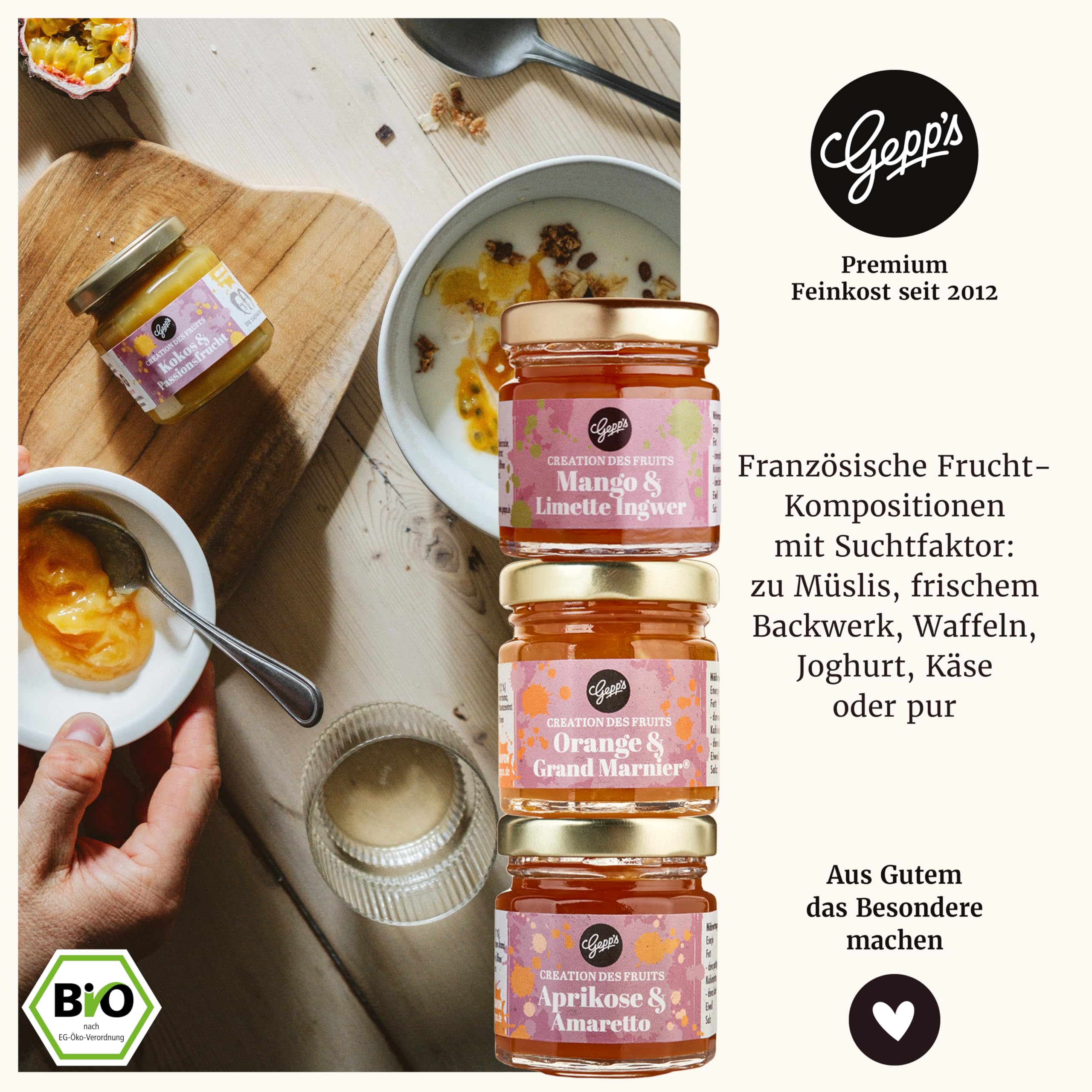 Gepp's Feinkost-Adventskalender "Frühstück" I Weihnachtskalender gefüllt mit 24 ausgewählten Lebensmitteln wie Tees, Honig & Konfitüre I Bio- Weihnachtskalender mit Delikatessen für Gourmets