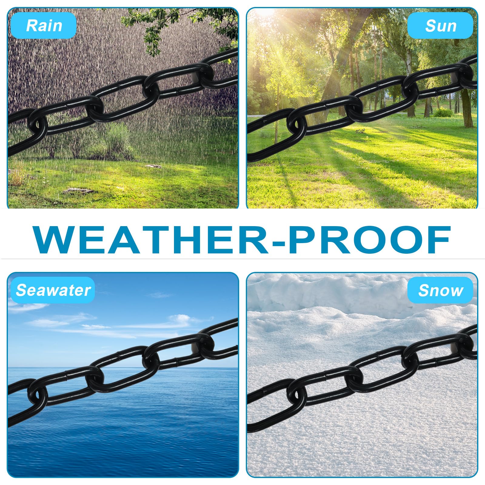 YushengTai Stahlkette 10m Schwarz Verzinkt - 3mm Eisenkette Für Garten & Heim