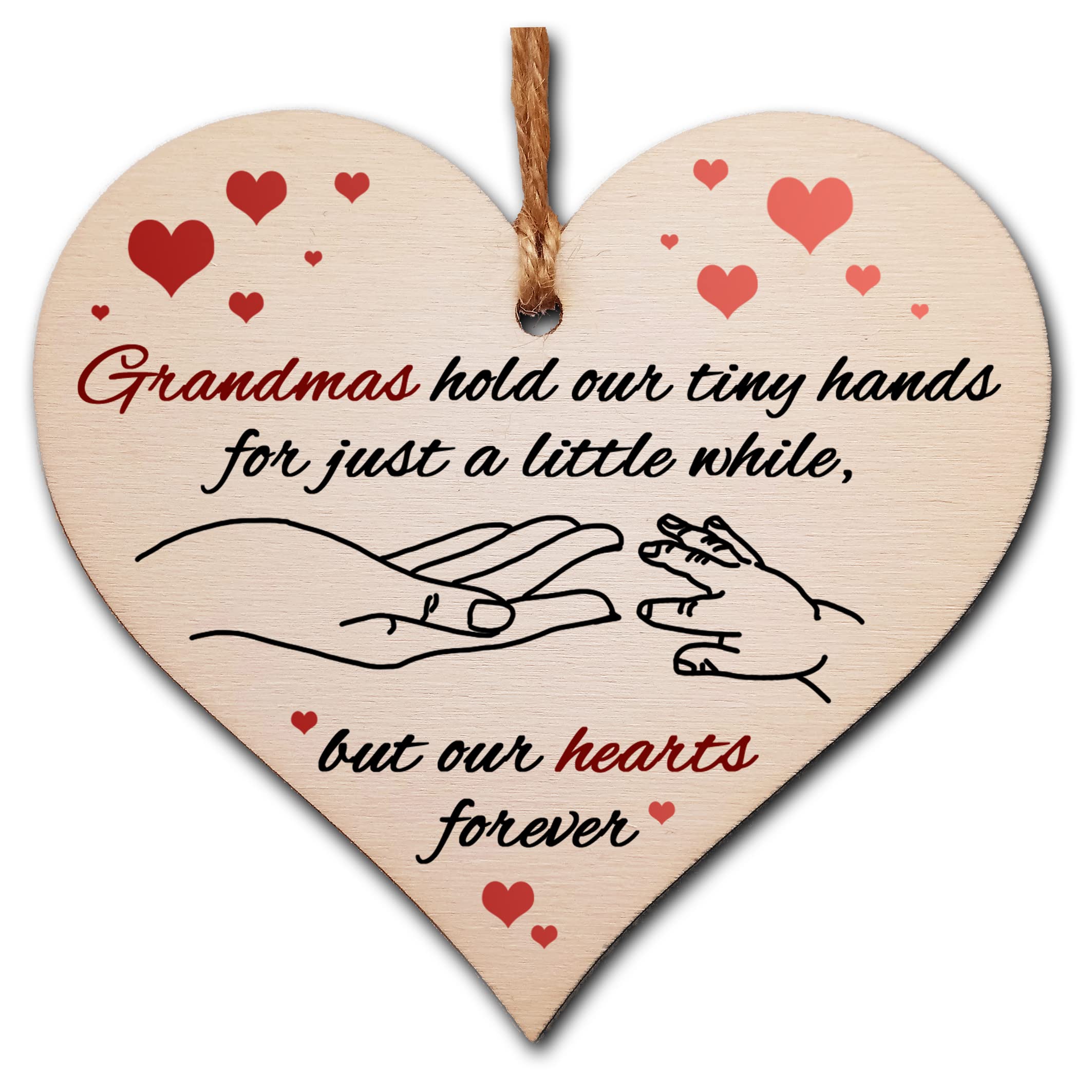 Gift In Can Handmade Wooden Hanging Heart Plaque Gift For Grandmas From Kids Babies Thoughtful Keepsake