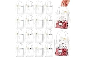Ohuimrt 50 PCS Clear Plastic Wrap for Gifts with Handles