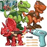 Laradola Dinosaur Toys for 4 5 6 7 8 Year Old Boys, Take Apart Dinosaur Toys for Kids 3-5 5-7 STEM Construction Building Kids Toy with Electric Drill, Party Birthday Gifts