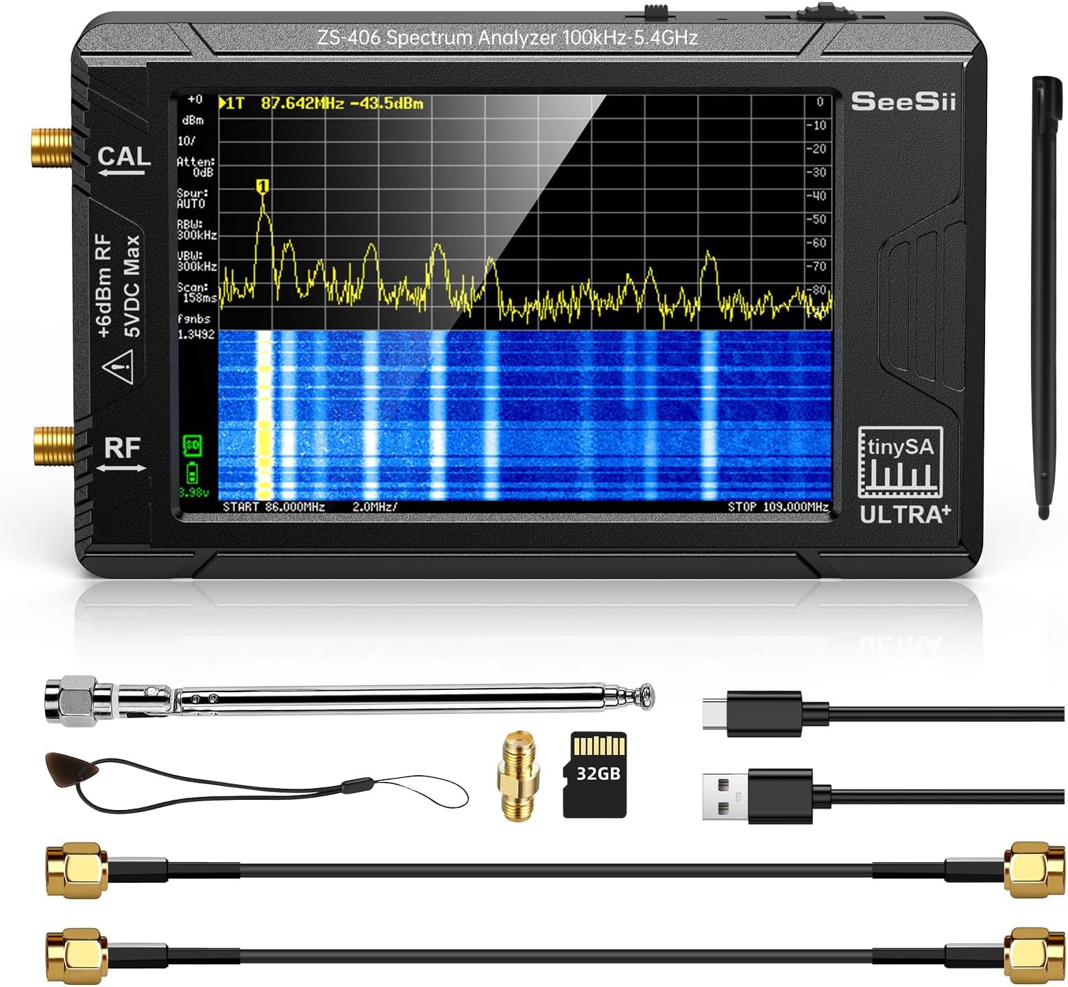 2023 Upgraded Spectrum Analyzer, SeeSii 4.0 Inch Handheld Small Frequency Analyzer